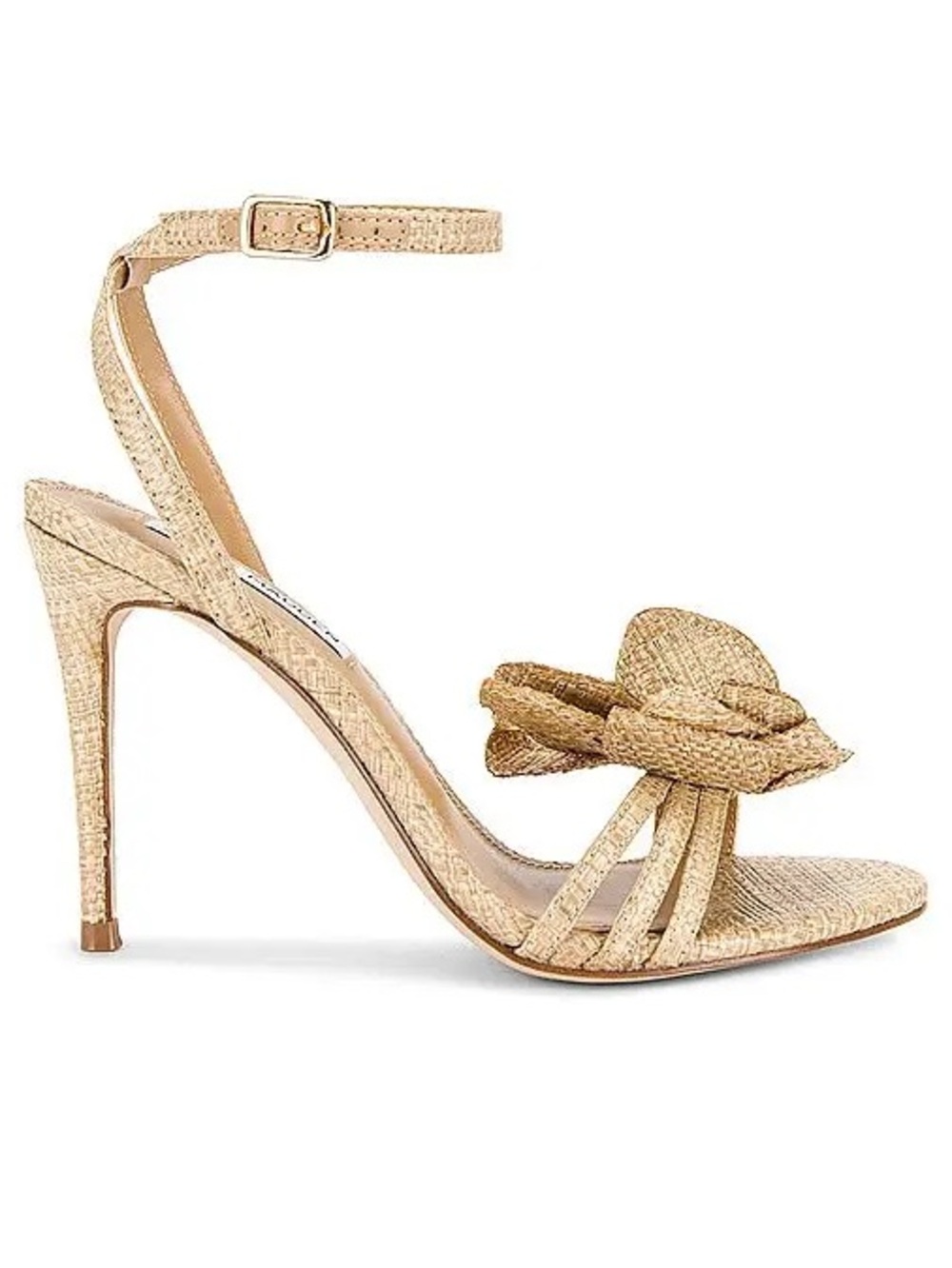 STEVE MADDEN Excite Almond Raffia Rosette Slingback Sandal Heels - Picture 4 of 9